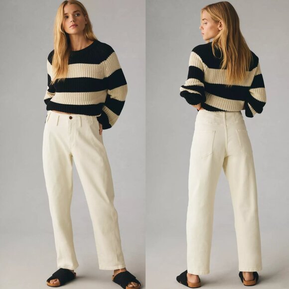 Pilcro The Curved Mid-Rise Taper Jeans size 32 new with tag ivory color nwt - Picture 3 of 4